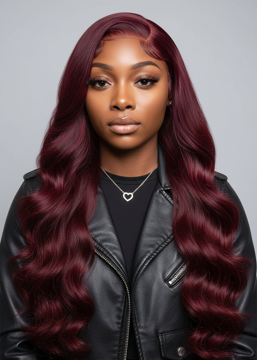 99J Burgundy Body Wave Human Hair Bundles